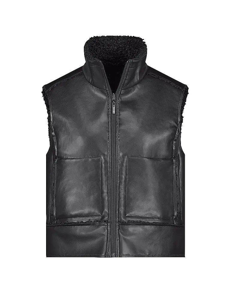 MONARI | Wendegilet in Felloptik | schwarz
