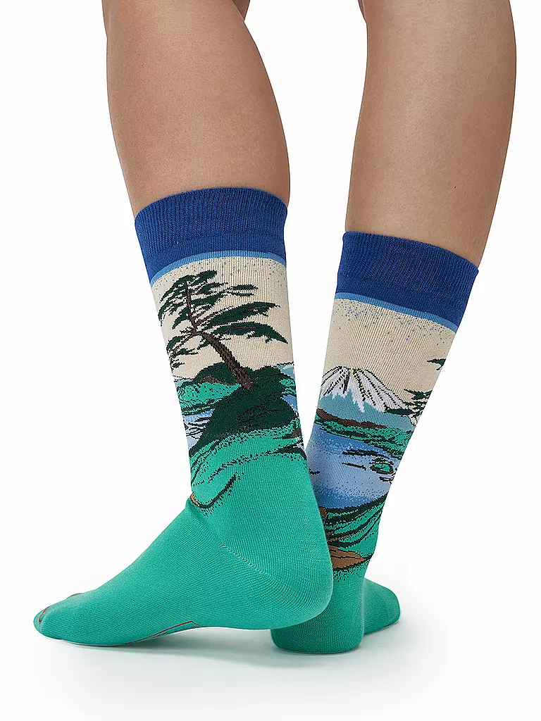 MUSEARTA | Damen Socken MOUNT FUJI - HOKUSAI green-multi (36-40) | grün