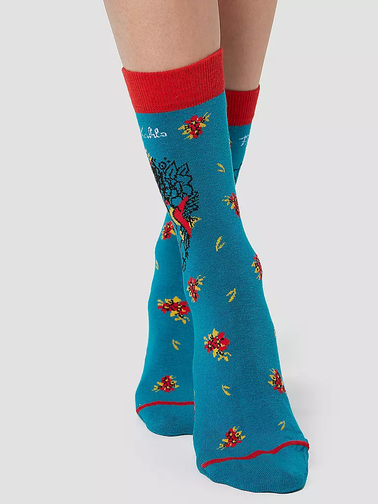 MUSEARTA | Herren Socken FRIDA WITH HUMMINGBIRD green (40-46) | petrol