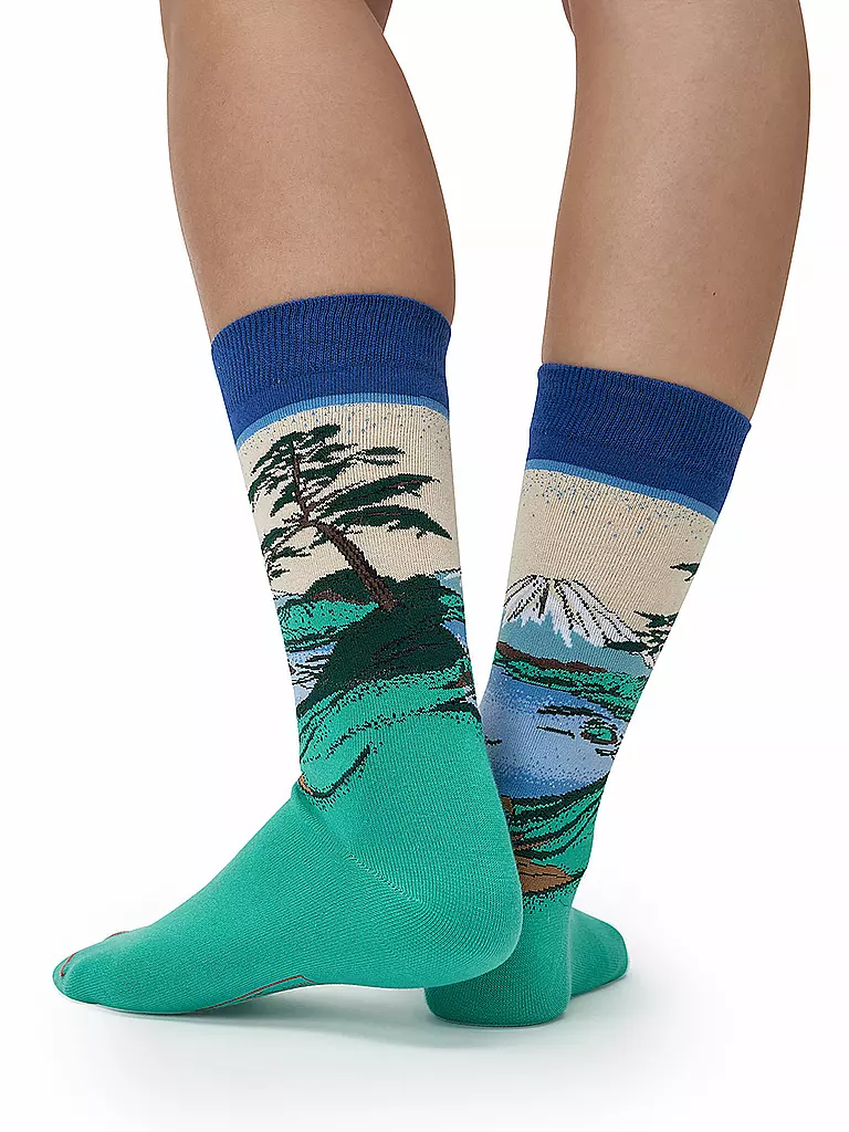 MUSEARTA | Herren Socken MOUNT FUJI - HOKUSAI green-multi (40-46) | grün