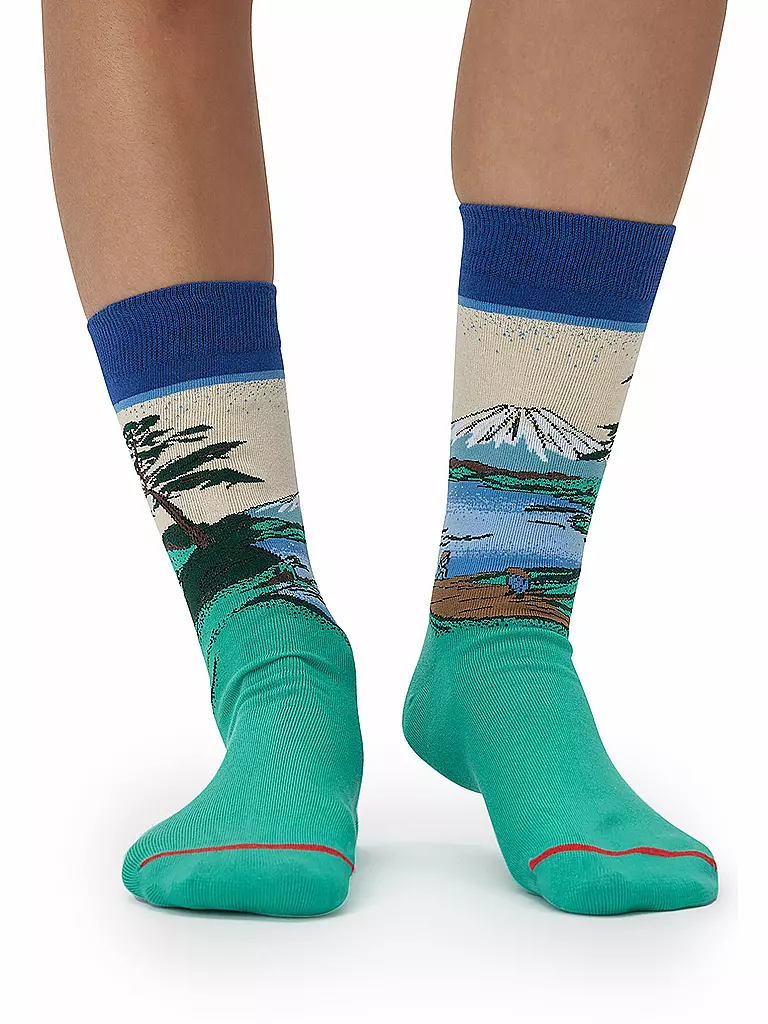 MUSEARTA | Herren Socken MOUNT FUJI - HOKUSAI green-multi (40-46) | grün