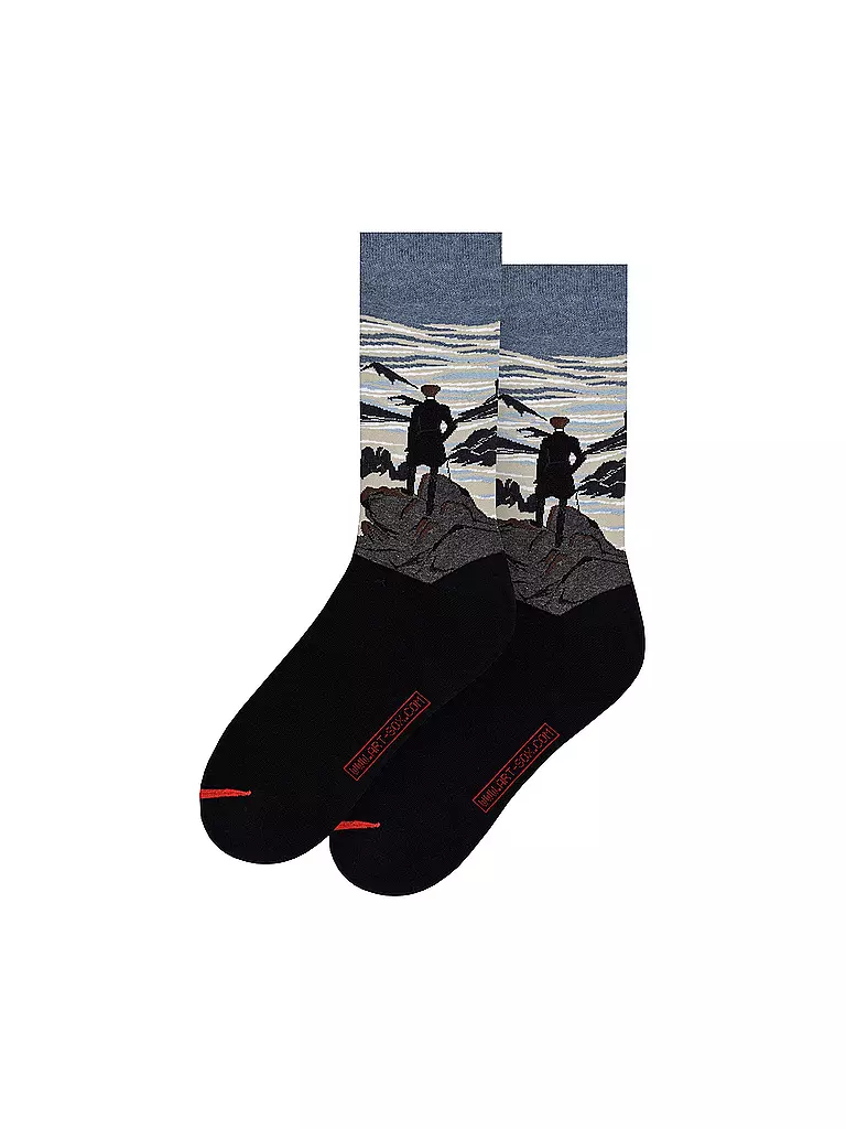 MUSEARTA | Herren Socken WANDERER ÜBER DEM NEBELMEER - C.D. FRIEDRICH blue (46-49) | dunkelblau