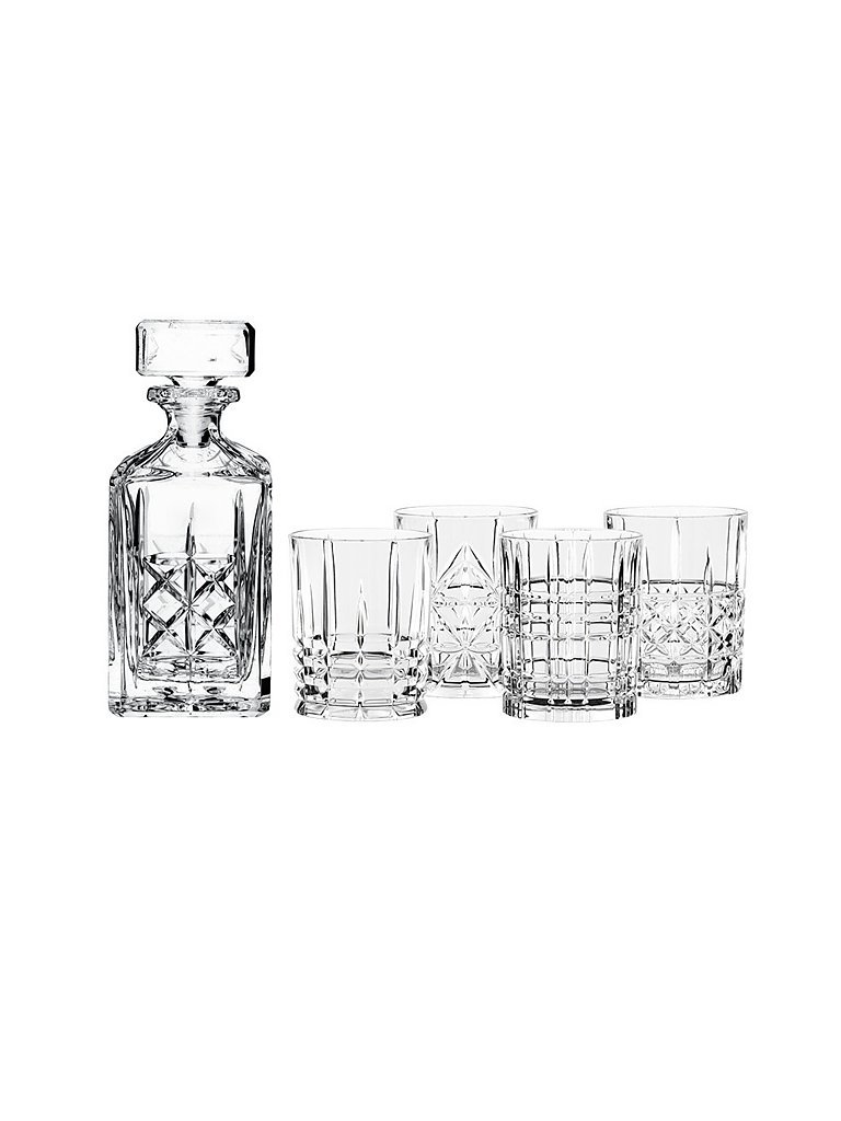 Nachtmann 5-teiliges Whisky Set aus 1x Karaffe 750 ml und 4x Whisky Gläser 345 ml, Highland, 98196, Whisky Geschenkset aus Kristallglas, spülmaschinenfest