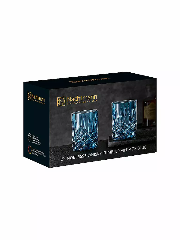 NACHTMANN | Whiskeyglas 2er Set Noblesse Vintage Blue 295ml | blau