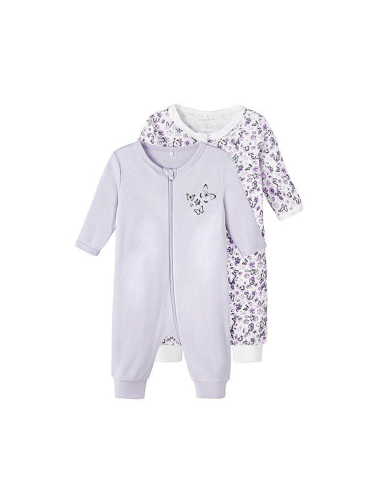 NAME IT Baby Schlafoverall 2er Pkg  PURPLE FLOWER lila | 80