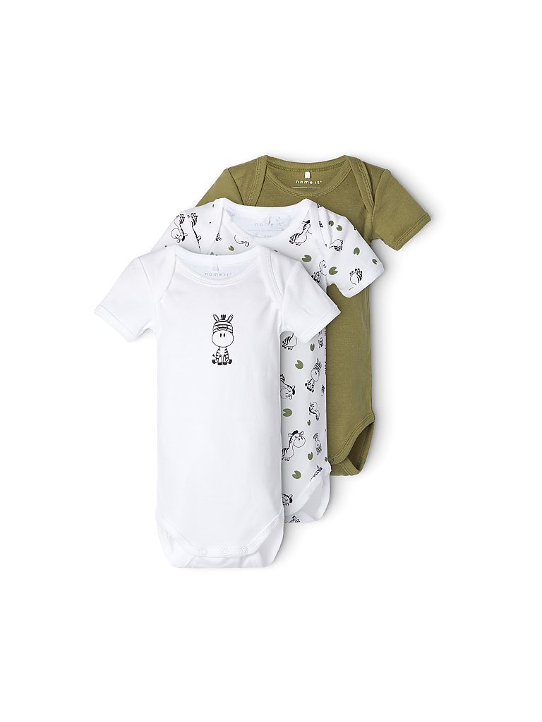 NAME IT Body 3-er Pkg. Zebra grün | 50