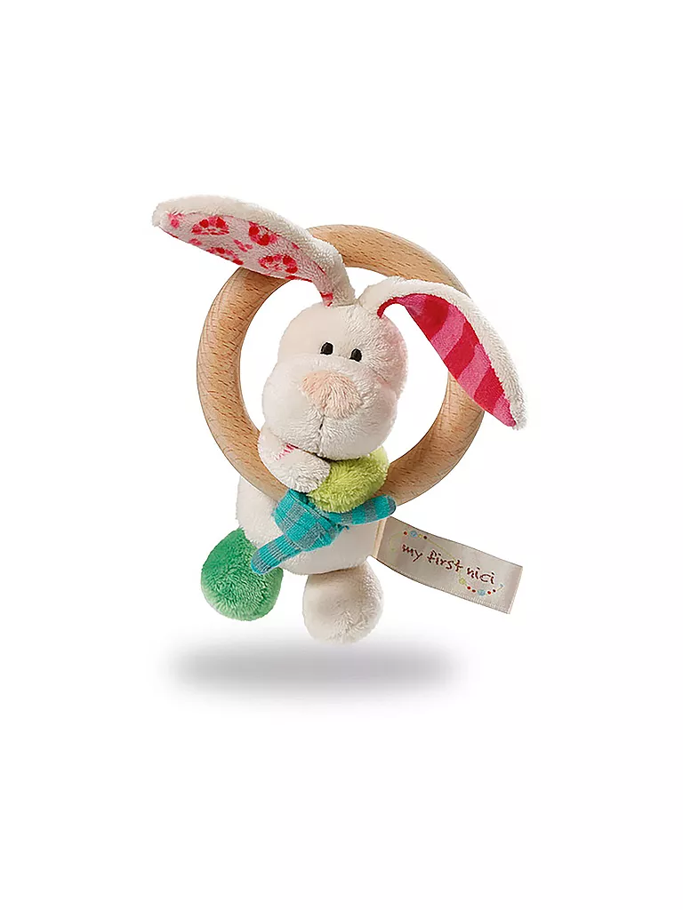 NICI | Holzgreifling Hase Tilli mit Glocke | bunt