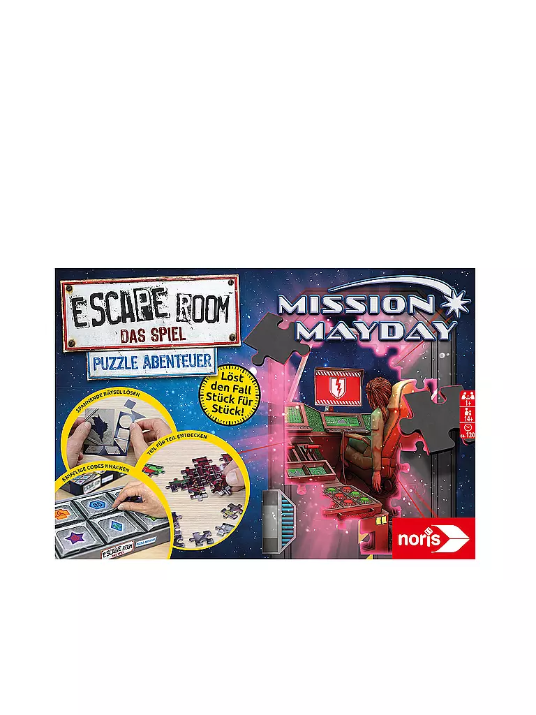 NORIS | Escape Room Das Spiel Puzzle Abenteuer, Mission MayDay-Familien und Gesellschaftsspiel für Puzzle-Fans | keine Farbe