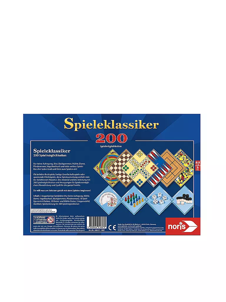 NORIS | Spieleklassiker - 200 Spielmöglichkeiten | keine Farbe