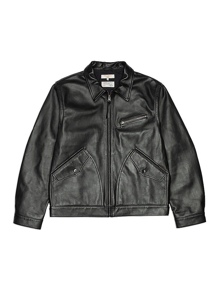 NUDIE JEANS Lederjacke schwarz | M