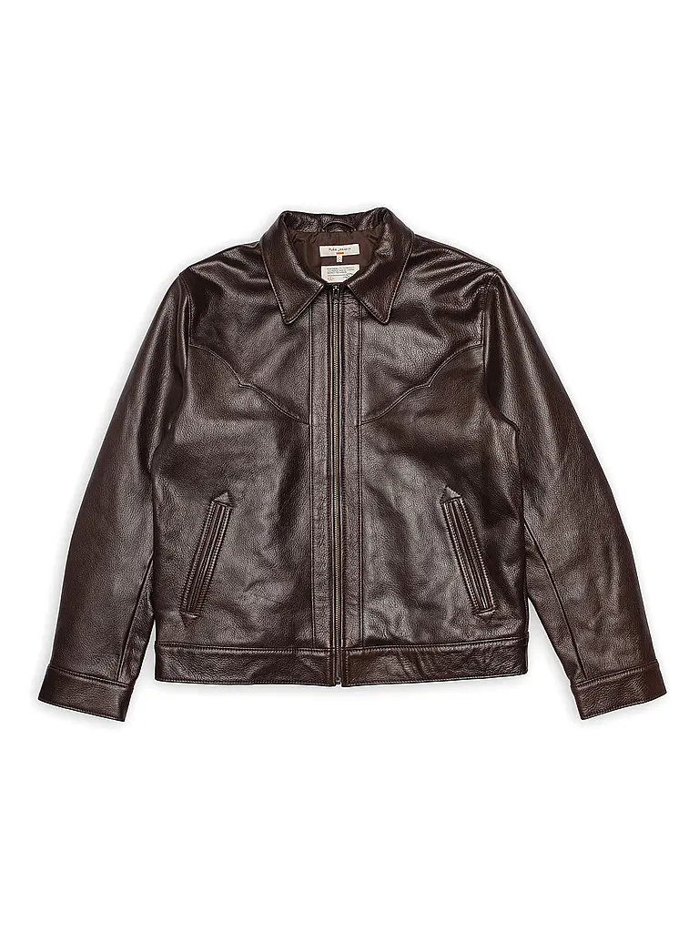 NUDIE JEANS | Lederjacke JOPPE WESTERN | braun