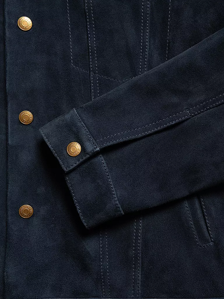 NUDIE JEANS | Lederjacke ROBBIE NUBUK | blau