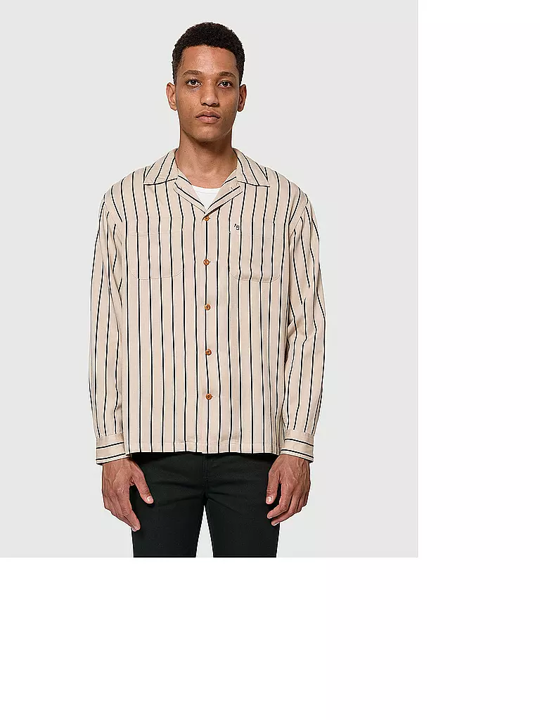 NUDIE JEANS | Overshirt VINCENT FLUID STRIPE | creme