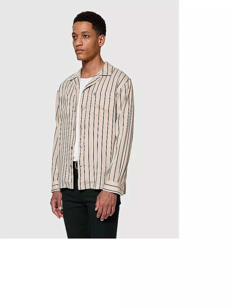 NUDIE JEANS | Overshirt VINCENT FLUID STRIPE | creme