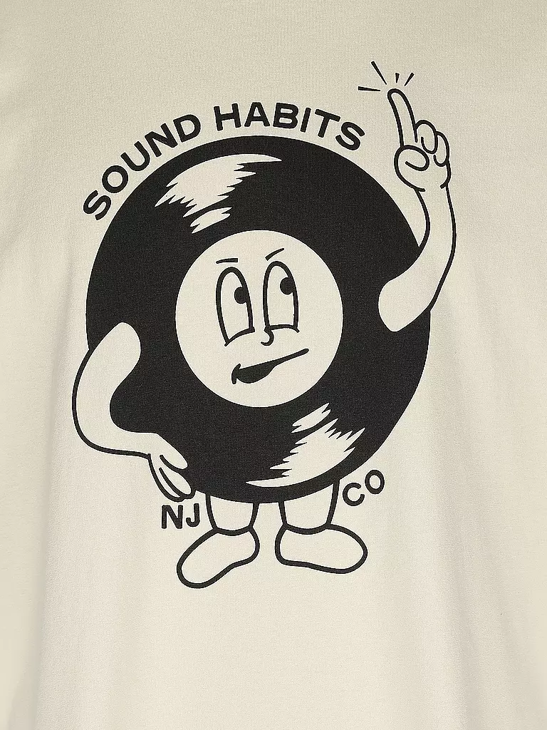 NUDIE JEANS | T-Shirt ROY SOUND HABITS  | creme
