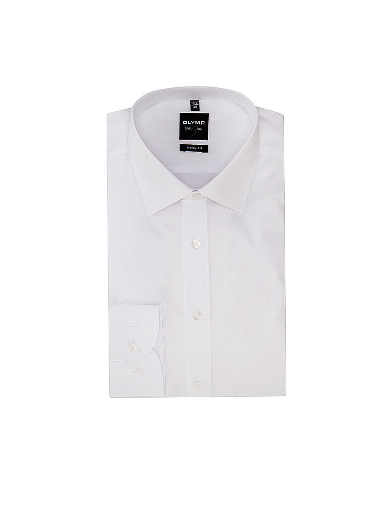 OLYMP Herren Hemd Langarm 609064 Uni Body Fit New York Kent Weiss, 38