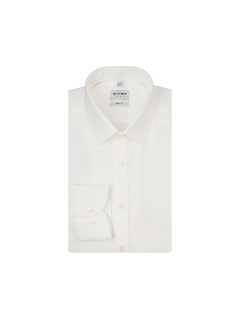 Olymp Herren Hemd LEVEL 5 BODY FIT extralange Ärmel- Gr. 41, Offwhite