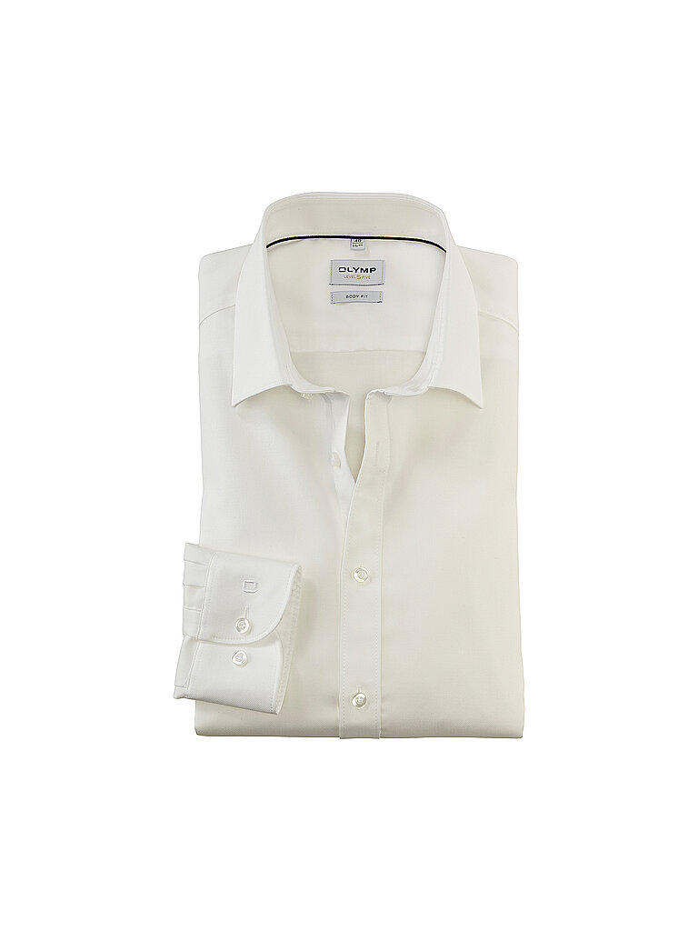OLYMP Level Five Body fit Hemd extra Langer Arm New Kent Kragen Twill Stretch Ecru