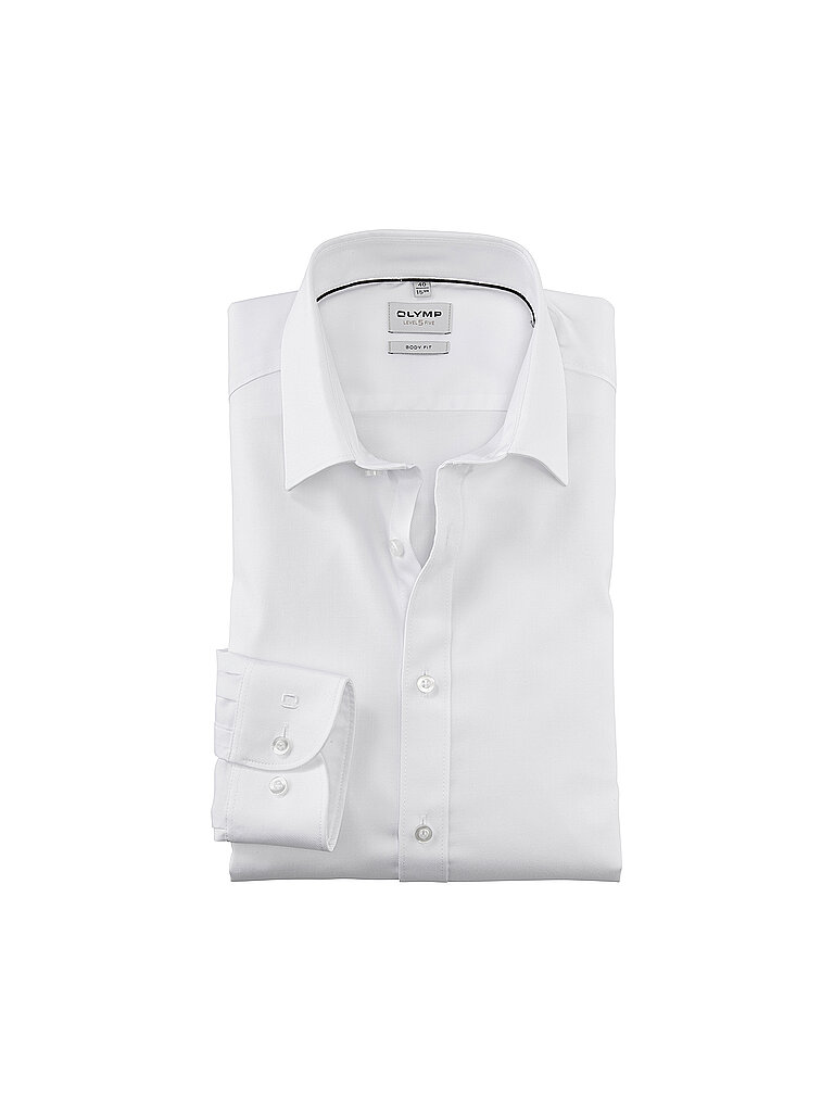 OLYMP Level Five Body fit Hemd extra Langer Arm New Kent Kragen Twill Stretch weiß