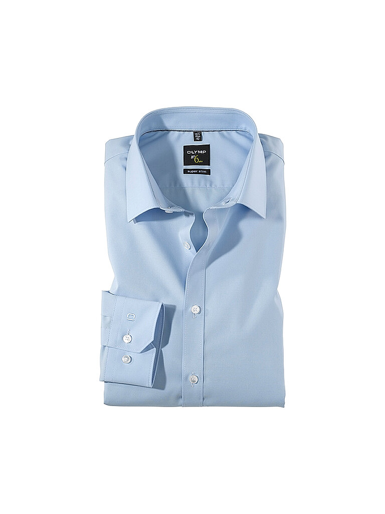 OLYMP Herren Businesshemd Langarm No.Six,Einfarbig,super Slim,Urban Kent,hellblau 10,37