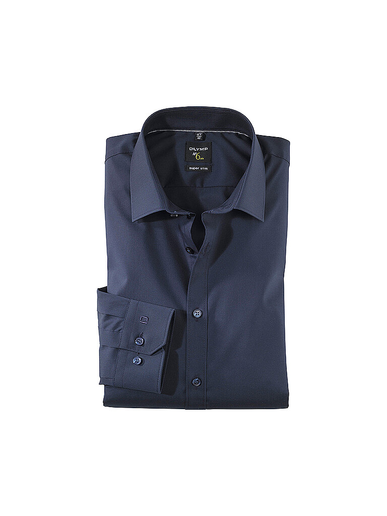 OLYMP Herren Hemd Langarm 046664 Uni Super Slim Urban Kent Marine, 40