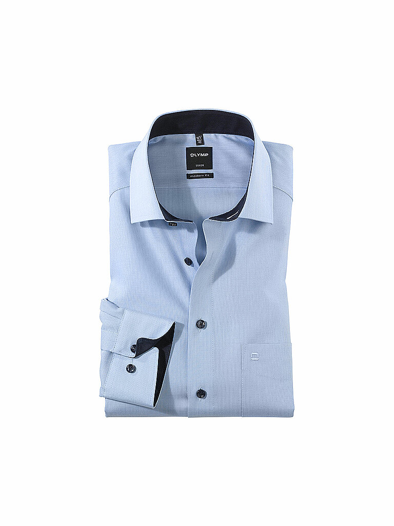 OLYMP Luxor Modern Fit Hemd bleu Einfarbig 47 - 3XL