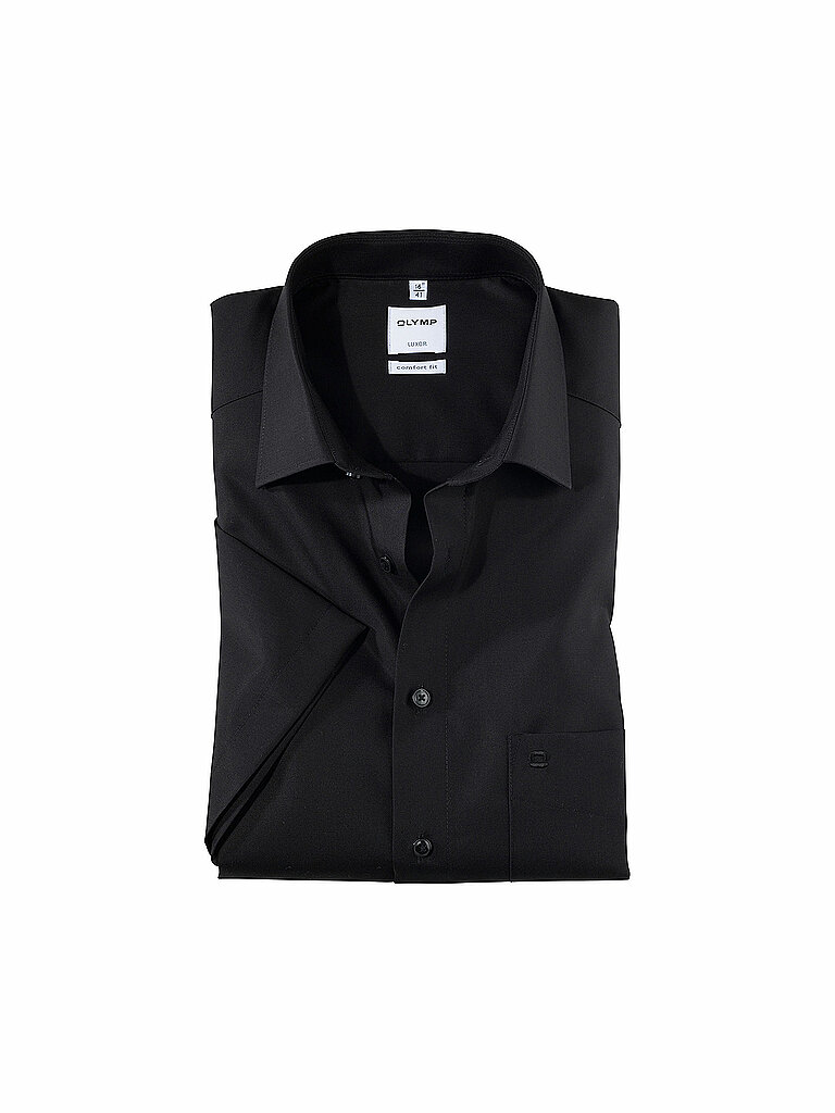 OLYMP Herren Hemd Langarm 025412 Uni Comfort Fit New Kent schwarz, 42