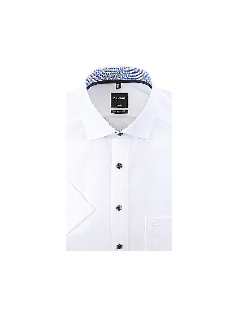 OLYMP Herren Businesshemd Langarm Luxor,Einfarbig,modern fit,Global Kent,Weiss 00,38