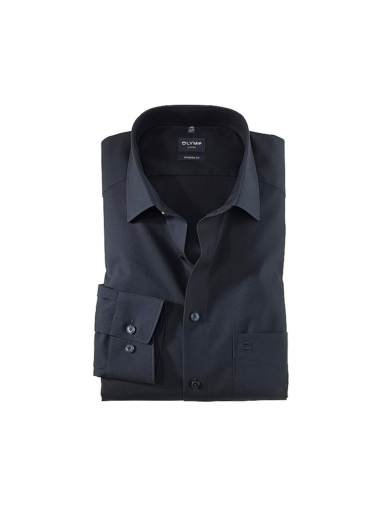 OLYMP Herren Businesshemd Langarm Luxor,Einfarbig,modern fit,New Kent,Kobalt 08,39