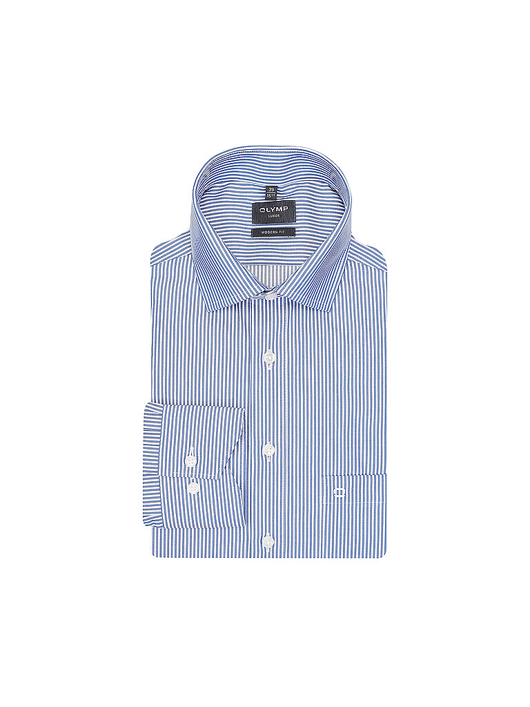 OLYMP Herren Hemd Langarm 074664 Römer Streifen Modern Fit Marine, 40