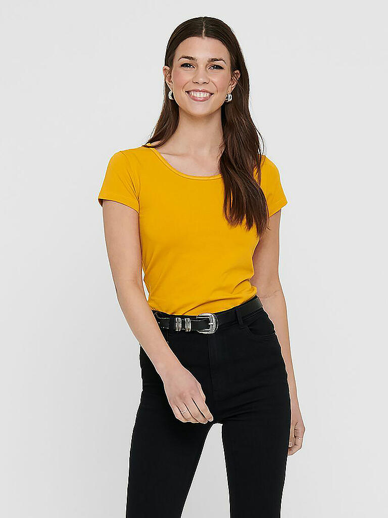 ONLY | Basic T Shirt ONLLIVE LIVE LIFE | gelb