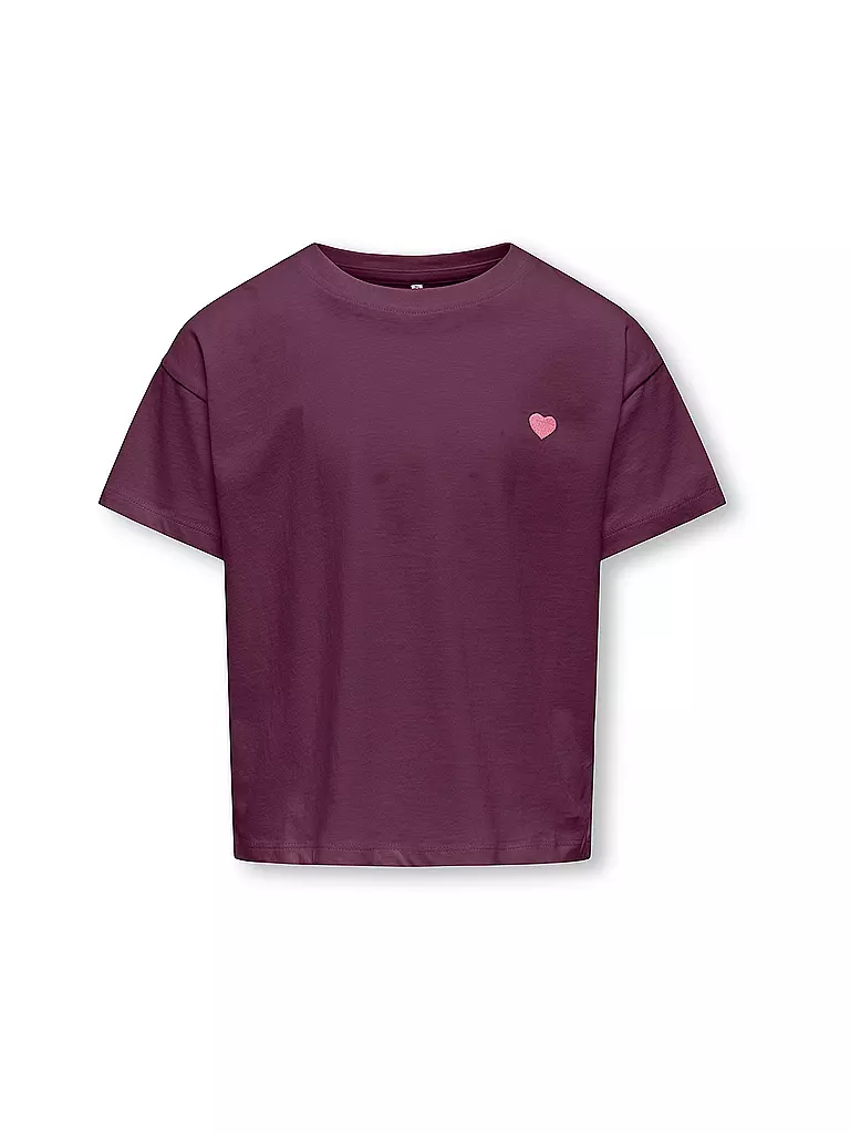 ONLY | Mädchen T-Shirt KOGMAIKEN LIFE CROPHEART  | dunkelrot