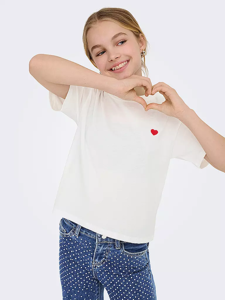 ONLY | Mädchen T-Shirt KOGMAIKEN LIFE CROPHEART | weiss