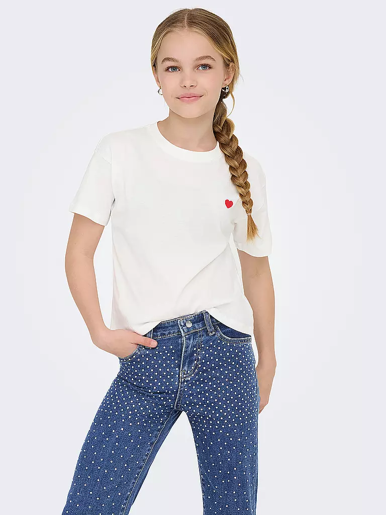 ONLY | Mädchen T-Shirt KOGMAIKEN LIFE CROPHEART | weiss