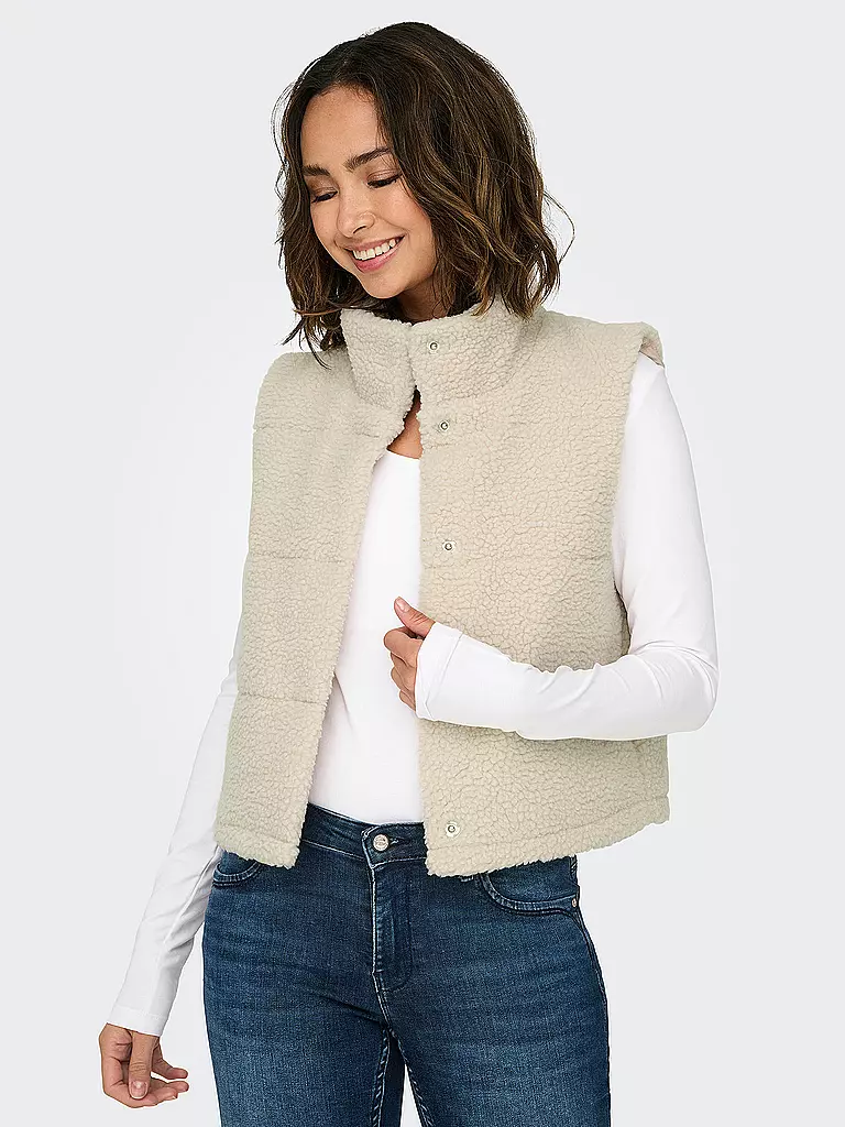 ONLY | Steppgilet in Felloptik ONLSANDRA | hellgrau