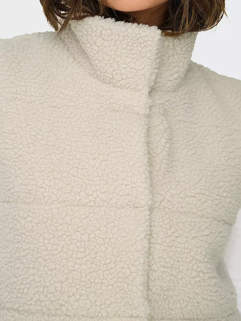ONLY | Steppgilet in Felloptik ONLSANDRA | hellgrau