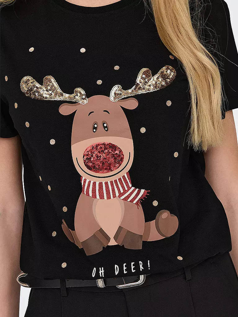 ONLY | T-Shirt ONLYRSA CHRISTMAS | schwarz