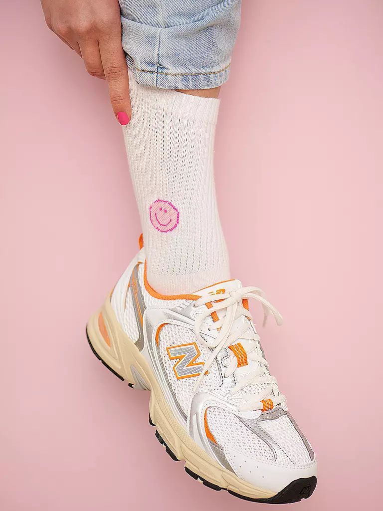 OOLEY | Socken ICON pink smile | weiss