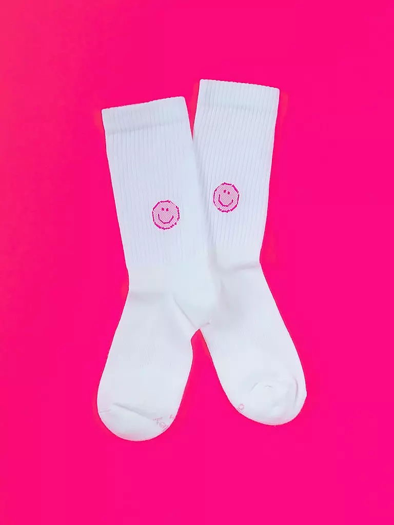 OOLEY | Socken ICON pink smile | weiss