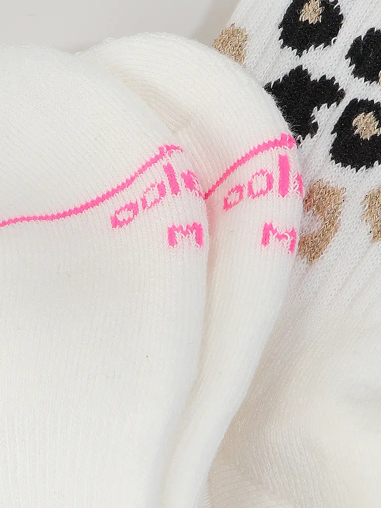 OOLEY | Socken LEO Allover Neon Pink weiss | Weiss