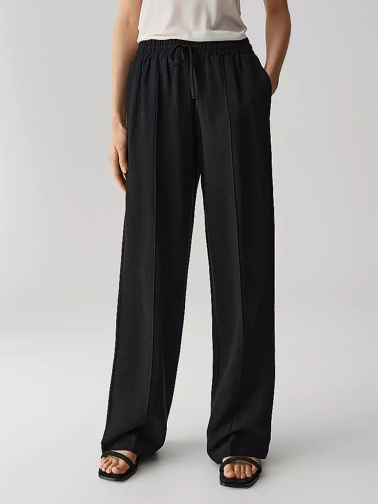 OPUS PANTS | Marlenehose MALOTTA NATURAL | schwarz