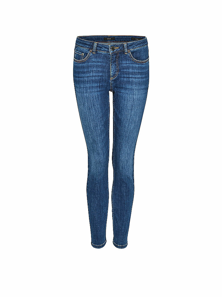 OPUS Damen Skinny | Skinny Jeans ELMA Strong Blue Low Rise aus stretchigem BCI Cotton Mix Strong Blue, 34 L28
