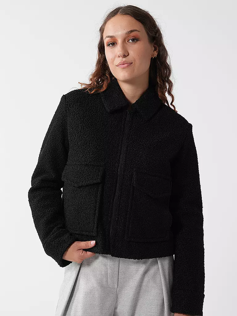 OPUS | Jacke in Felloptik HOLMA | schwarz