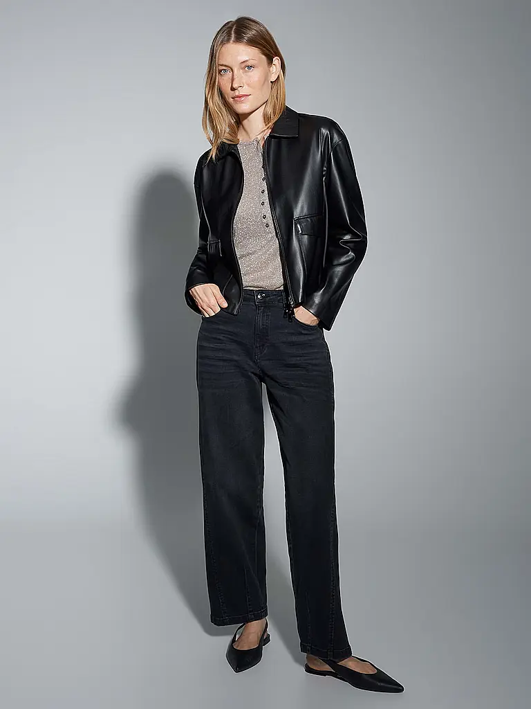 OPUS | Jacke in Lederoptik JOSMICA | Schwarz