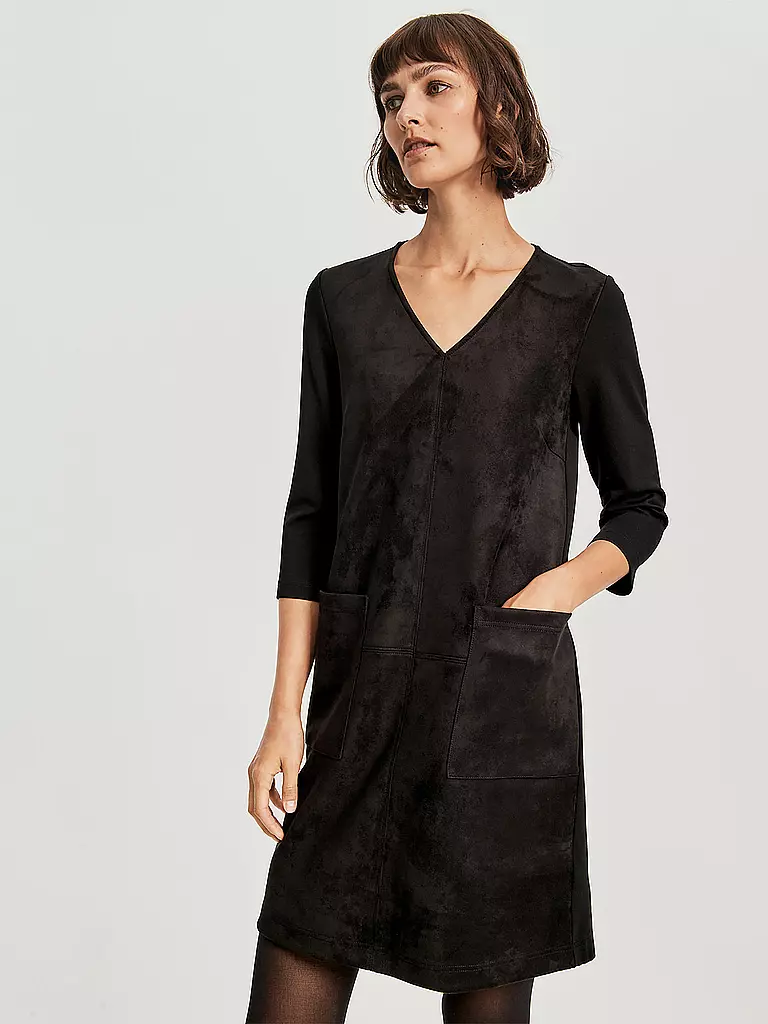 OPUS | Kleid in Velourlederoptik Wanora | schwarz
