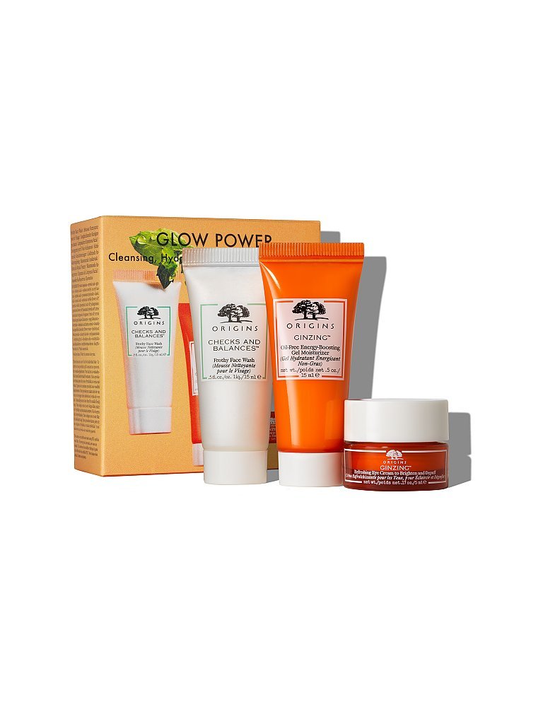 ORIGINS Geschenkset - Glow Power - Cleansing, Hydrating & Radiance-Boosting Trio 2x15ml/5ml