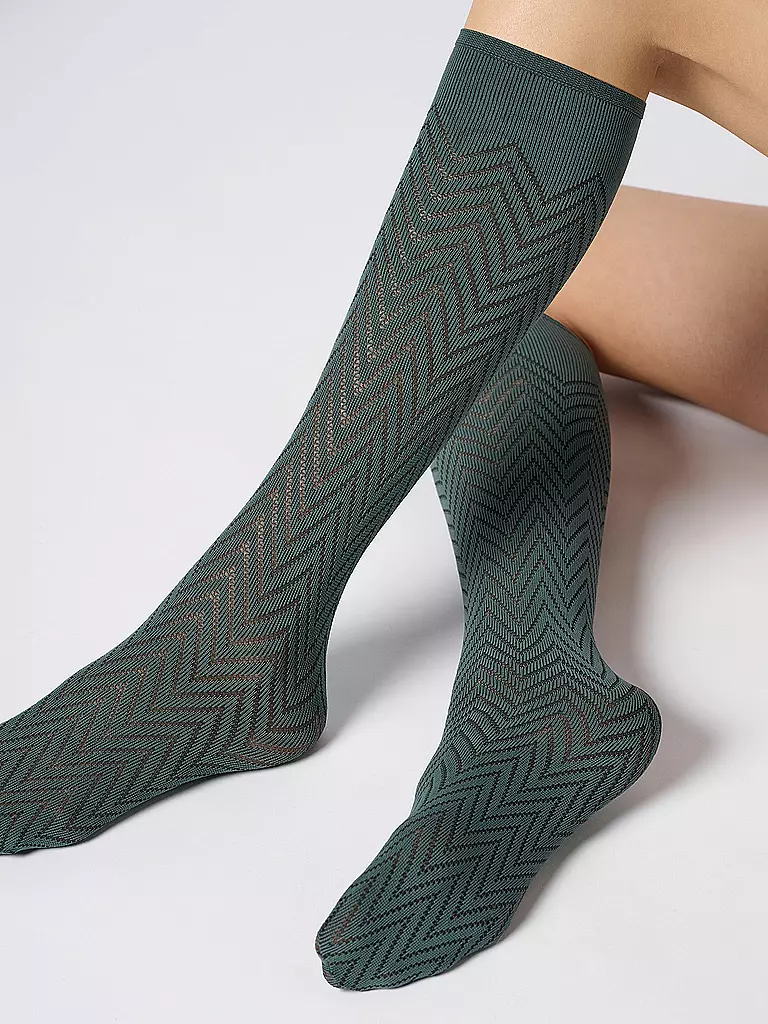 OROBLU | Kniestrümpfe TWEED 40 forest 2 | dunkelgrün