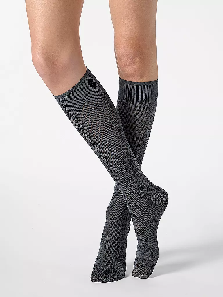 OROBLU | Kniestrümpfe TWEED 40 nearly black | grau