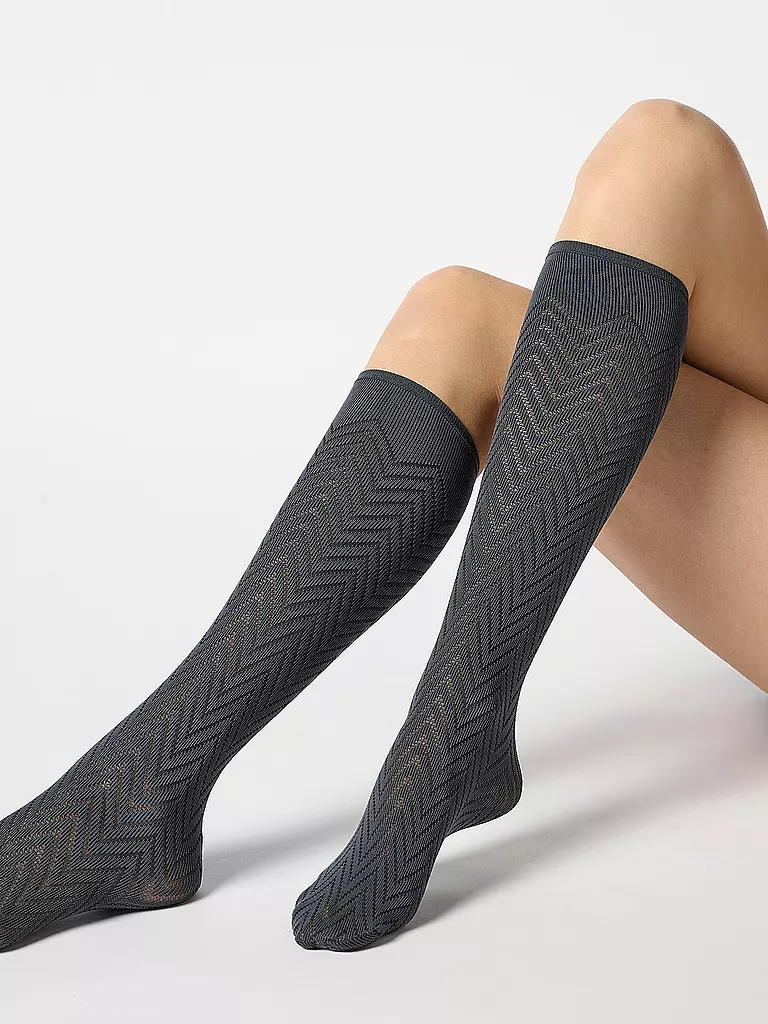 OROBLU | Kniestrümpfe TWEED 40 nearly black | grau