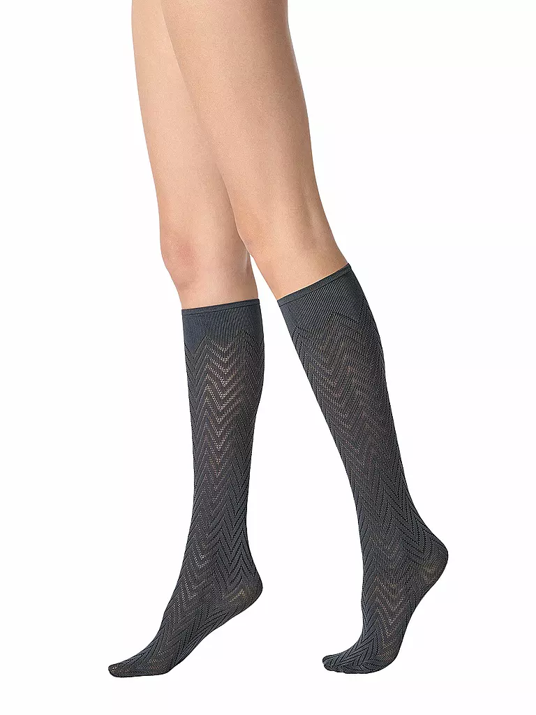 OROBLU | Kniestrümpfe TWEED nearly black | grau